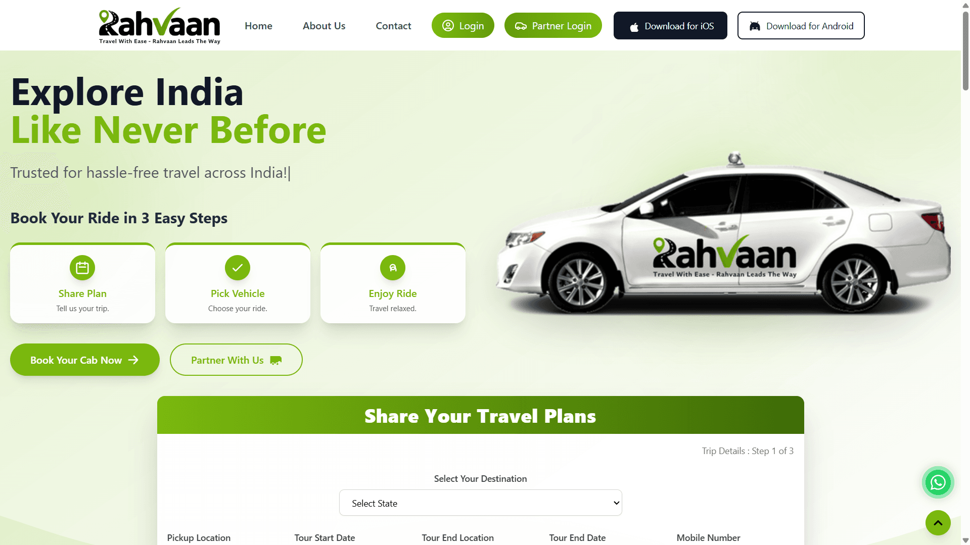 Rahvaan Cab Booking App - Real-time, secure, and user-friendly ride-hailing platform